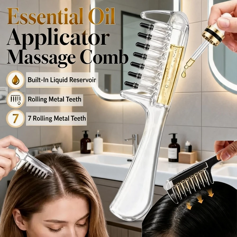 Root Stimulator Liquid - エッセンシャルオイル用液体塗布ガイドコーム、頭皮用マッサージコーム、育毛剤塗布用マッサージャー、抜け毛防止用ヘアサロンツール